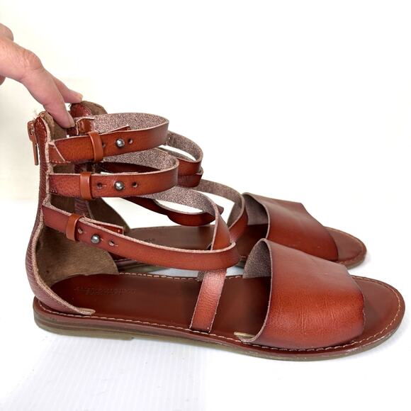 AMERICAN EAGLE Women's Gladiator Sandal Brown Size 9 Summer Strappy Flats Boho - Picture 3 of 9